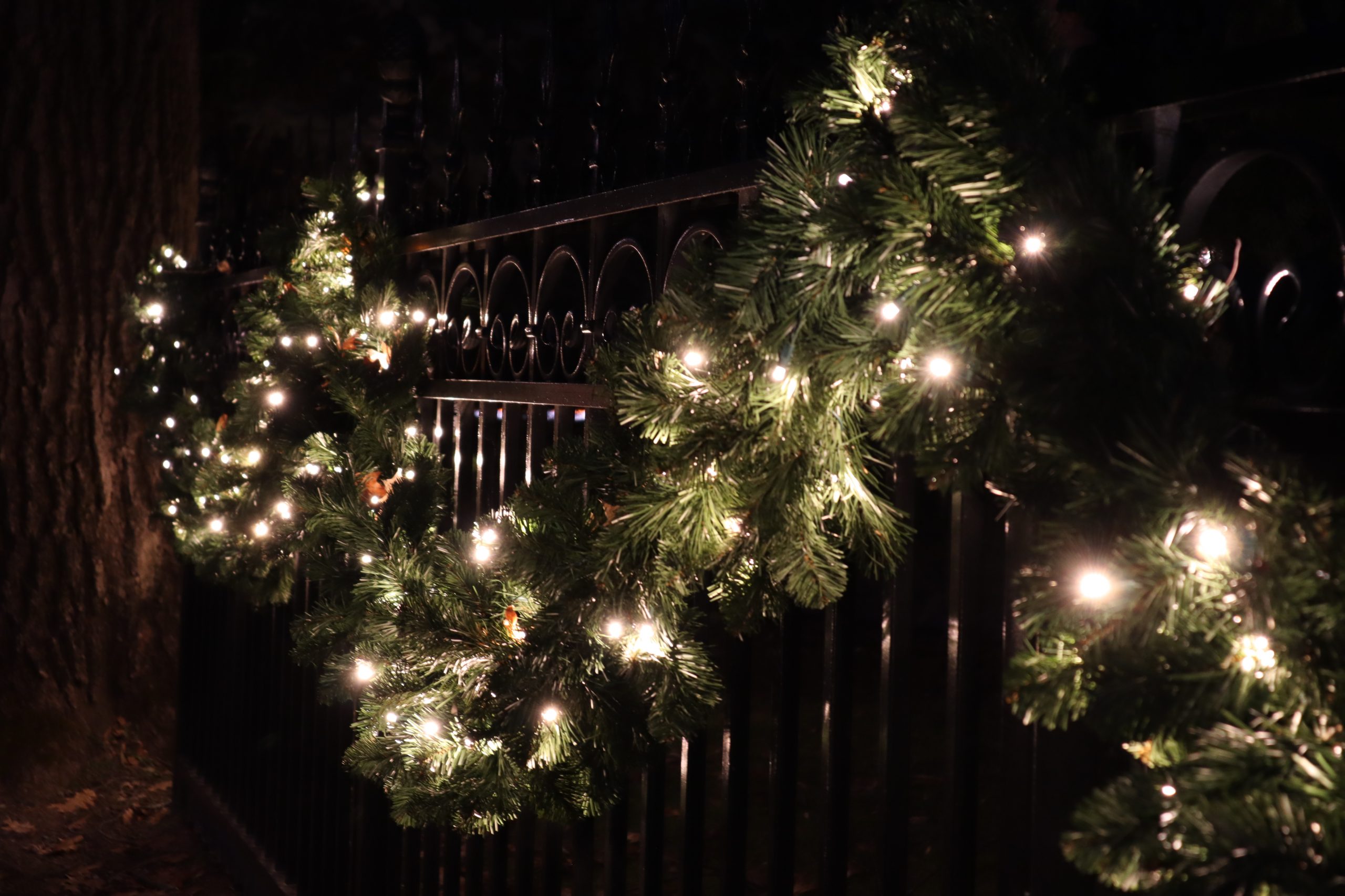 Glowing Garland on Fence